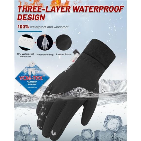 RIGWARL -10℉ 3M Completely Waterproof Gloves for Cold Weather, Winter Gloves 7 - Picture 4 of 7